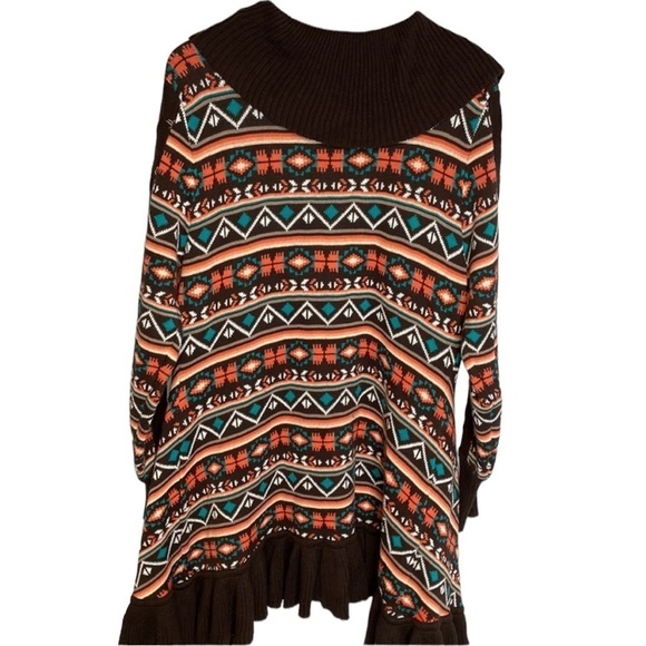 Aztec Powder River Outfitters Cardigan Duster Tribal Sweater - Picture 2 of 12